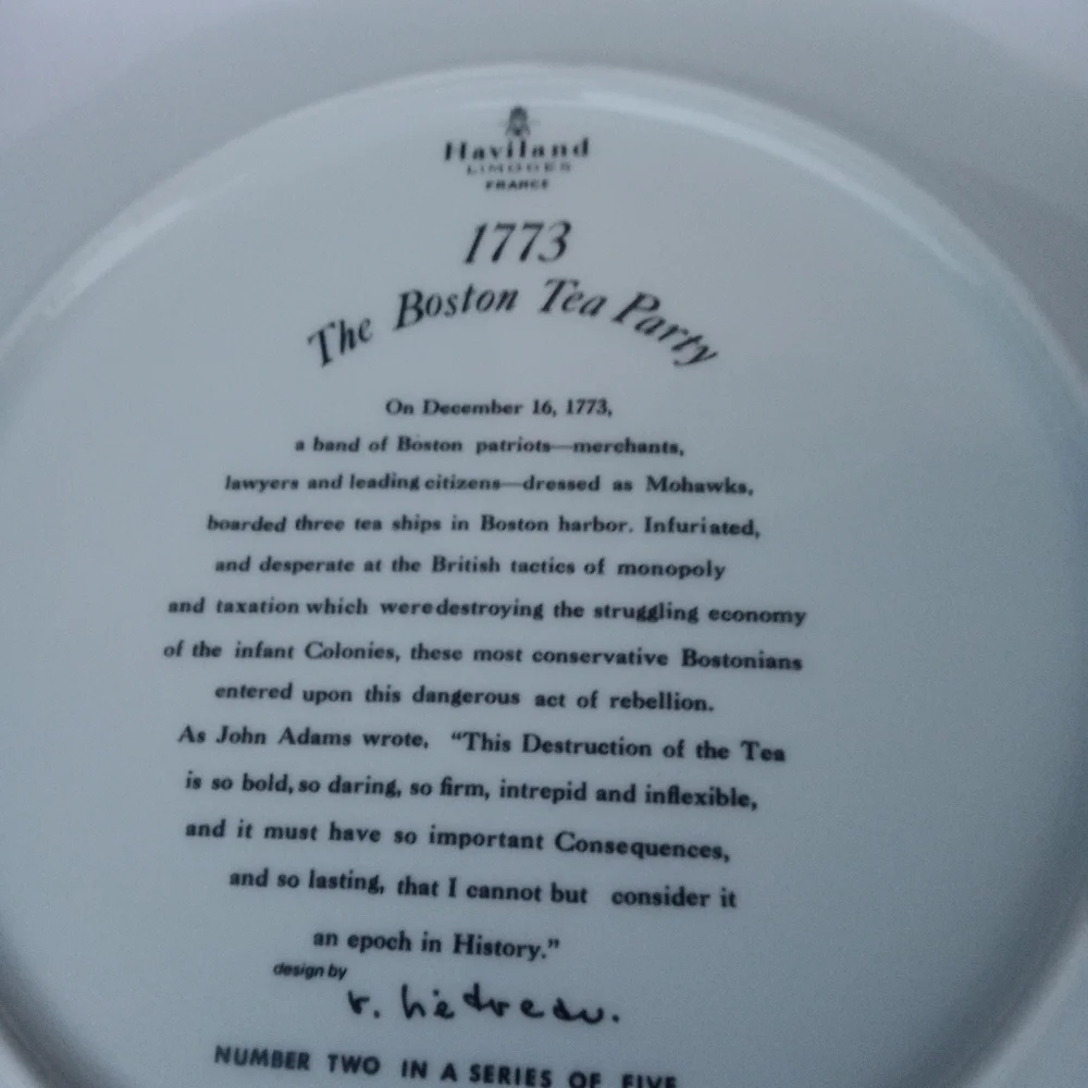 Limoge Boston Tea Party Collectible Plate